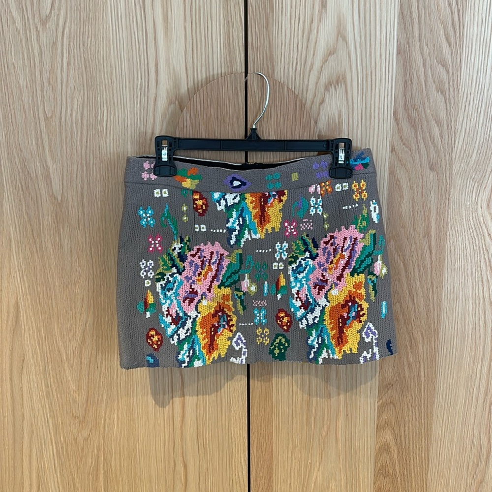 Manoush embroidered lined mini skirt. Purchased in Paris.
